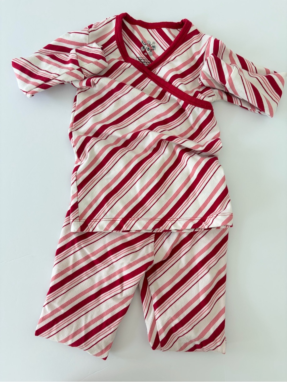 Kickee Pants Kids Bamboo Kimono Pajama Set Strawberry Candy Cane Stripes 4T